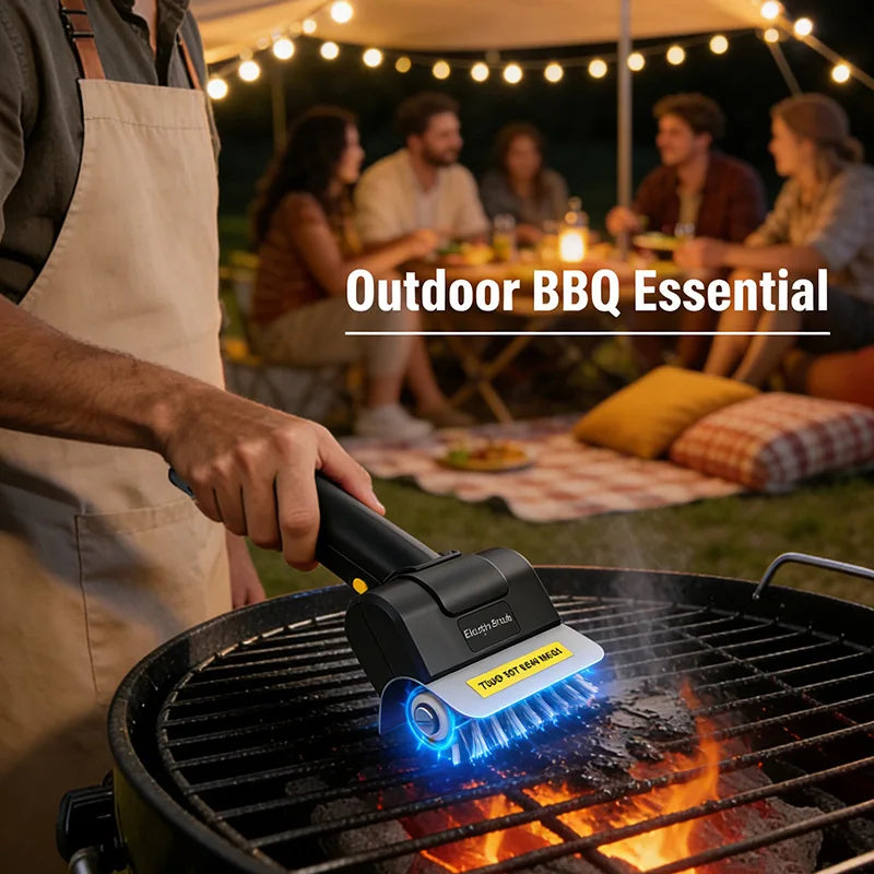 2000mAhCordless Electric BBQ Grill Cleaner Brush Rechargeable Grill Cleaning Tool With High-Power Motor Outdoor Kitchen Cleaning