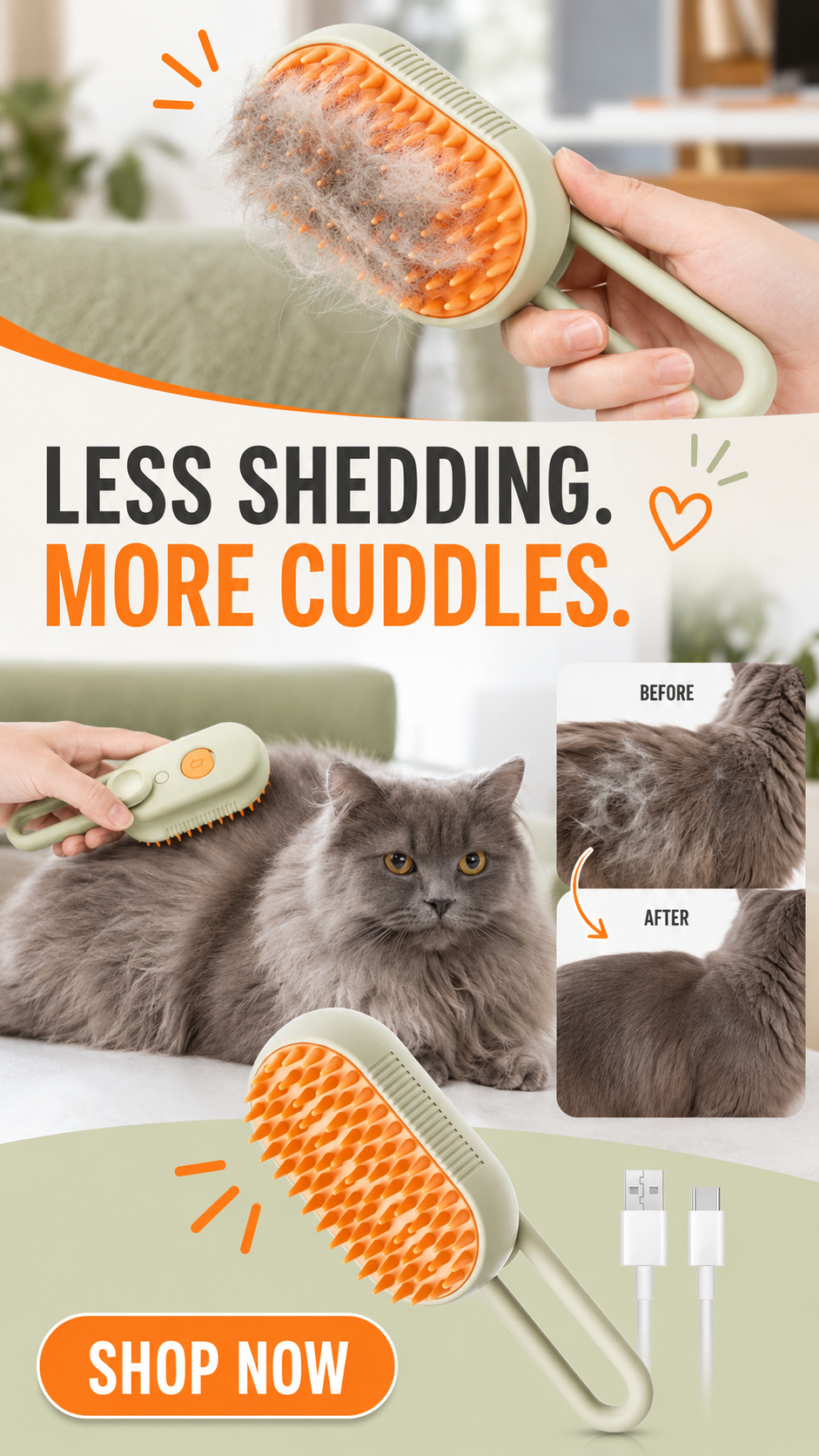 3-in-1 Pet Grooming Mist Brush